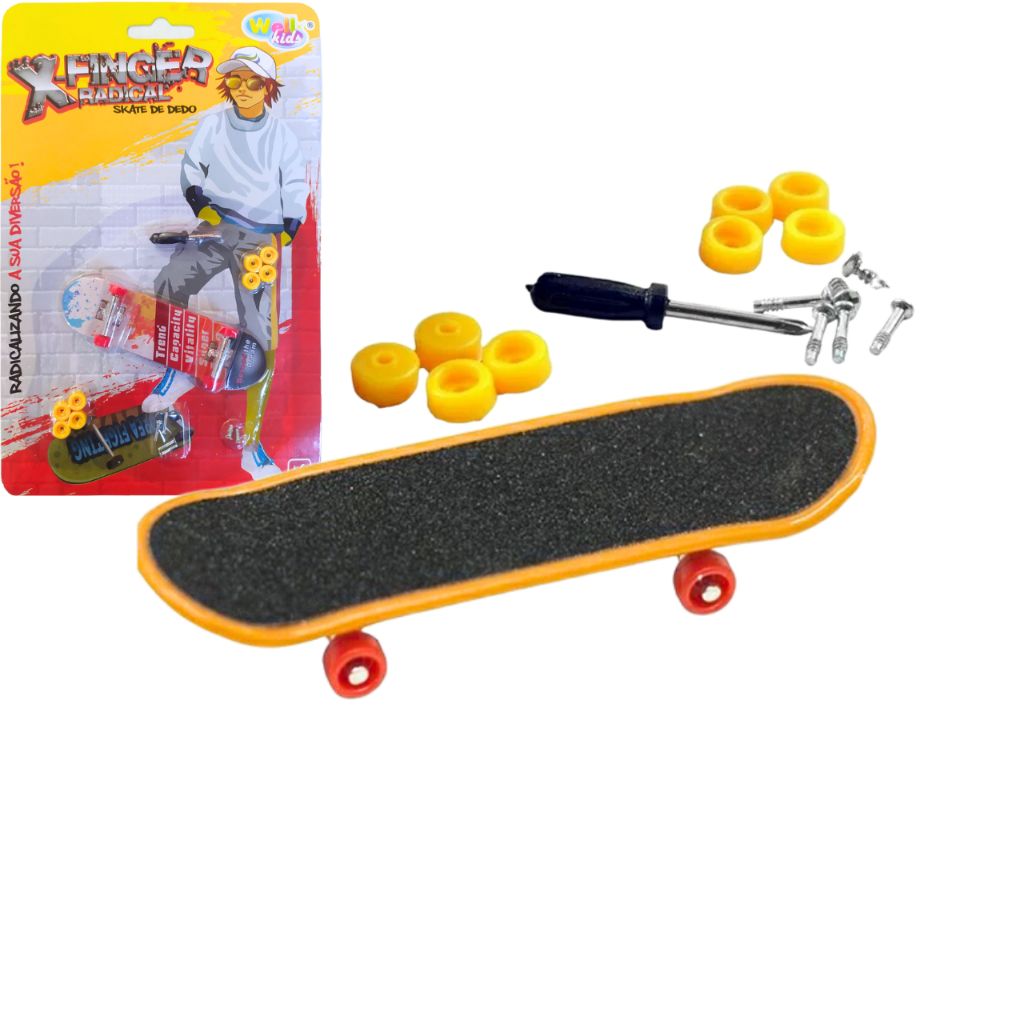 Pista de Skate de Dedo para brincar em Mdf 33x6x15cm + Brinde