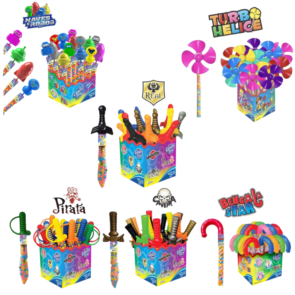 Doce Confeitos Espadas de Confeitos Doces Candy Toy Display com 15