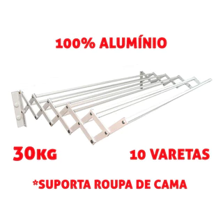 Varal Sanfonado Reforçado 100 Cm Parede Retrátil Alumínio