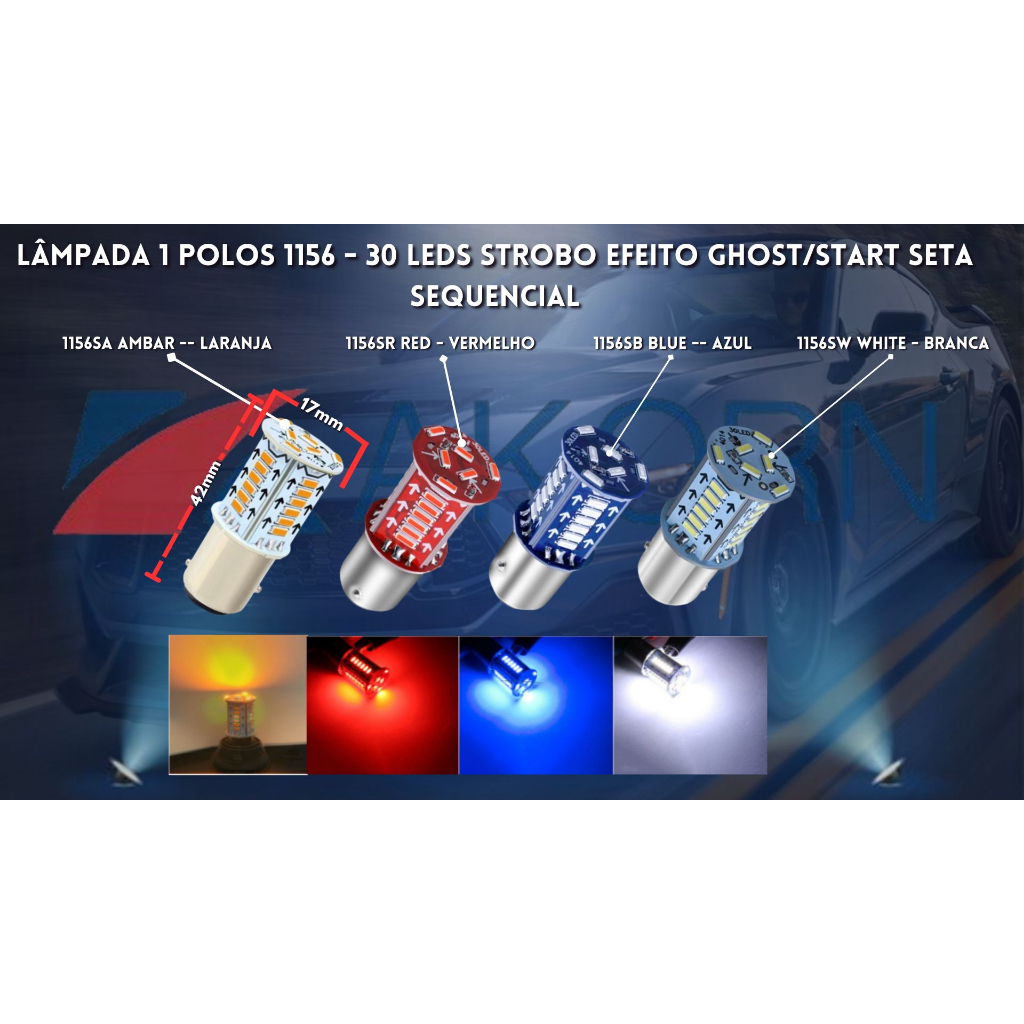 Lâmpada 1 Polo 1156 Leds Strobo Efeito Ghost/start/apresentação Seta ...