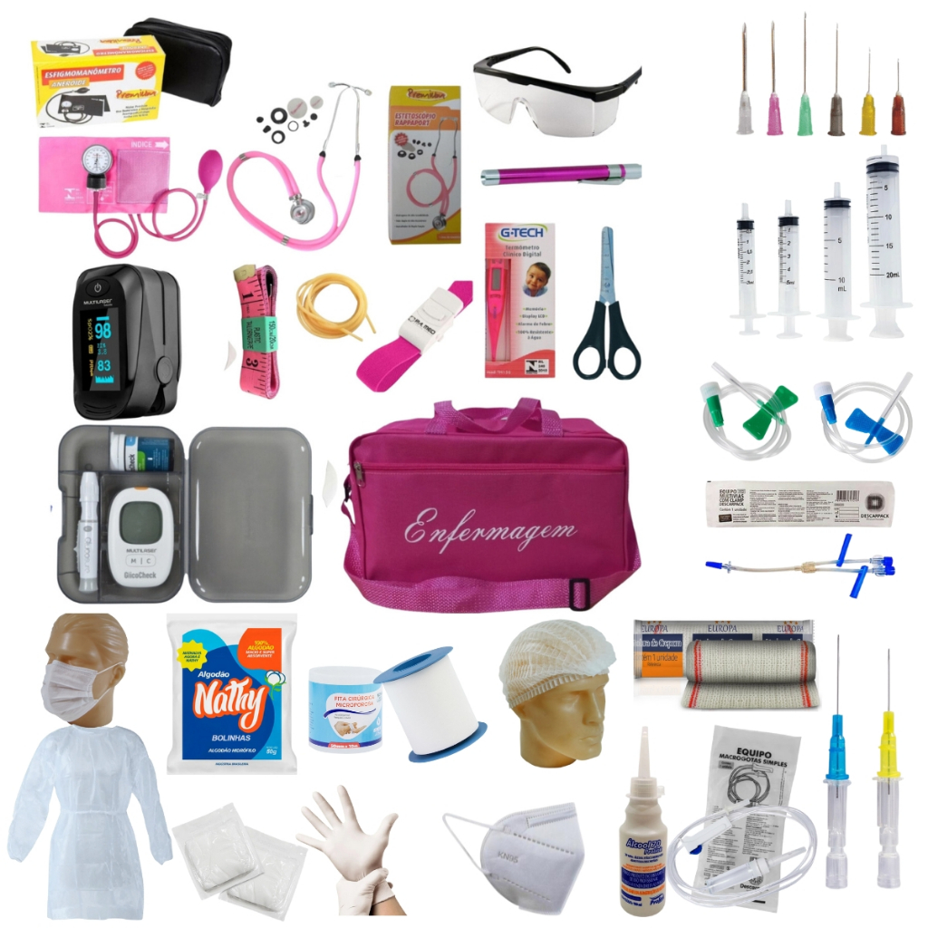 Kit Enfermagem Com 60 Itens Com Esteto E Esfigmo Completo