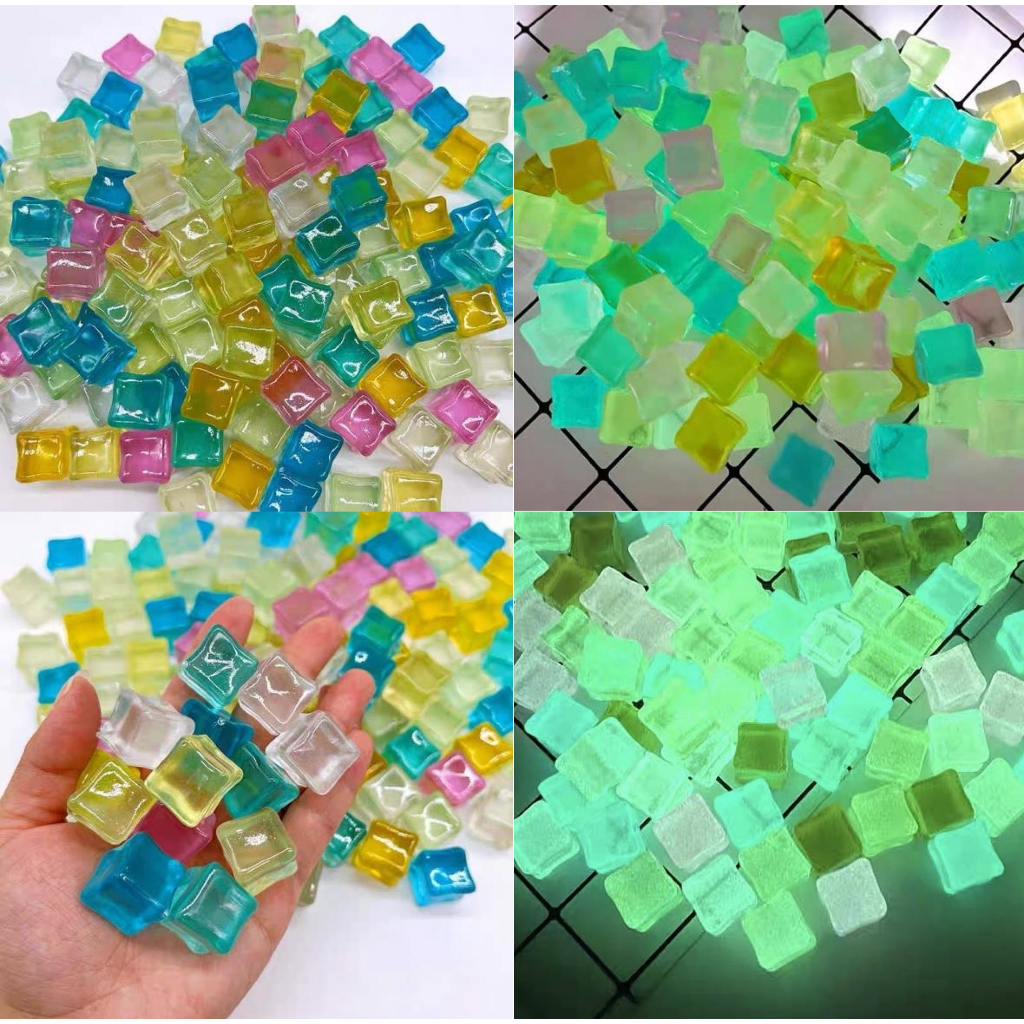kit c/ 100 Cubos de Gelo Fluorescente de Plástico Reutilizável - Luminoso Coloridos