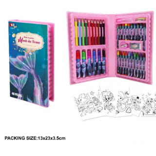 Estojo Completo De Pintura Infantil Com 150 Peças + 30 Desenhos Kit Escolar  Maleta Presente Criança Desenhar Pintar Giz de Cera Tinta Lápis de Cor Para  Menina Rosa Feminino