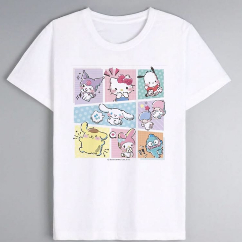 Camiseta Hello Kitty Melody Infantil Kawaii Sanrio Anime Cartoon Roupas  Casuais Y2k Kid Girl Boy Top