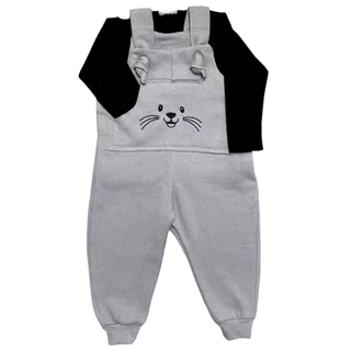 Jardineira bebe masculina moletom com a blusa Lisa P M G