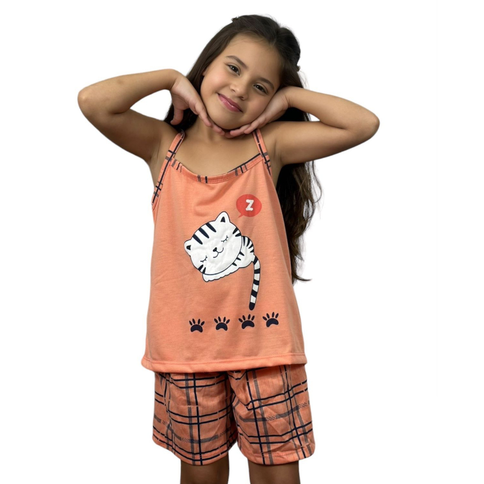 Baby doll FB infantil feminino Alcinha verão pijama curto short doll em Oferta na Shopee