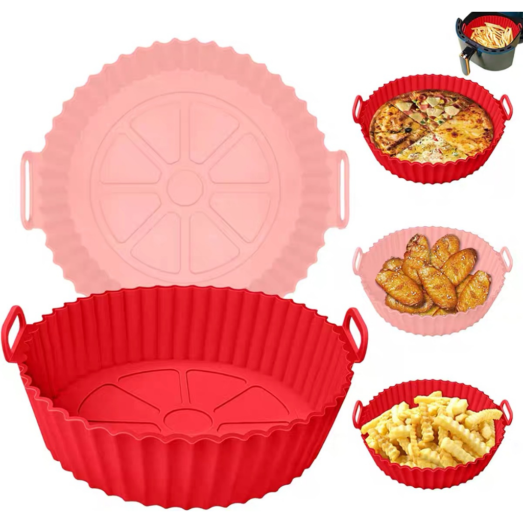 KIT 2 Forma De Silicone Para Air Fryer Forno Microondas Fritadeira Assadeira Reutilizável Antiaderente Flexível
