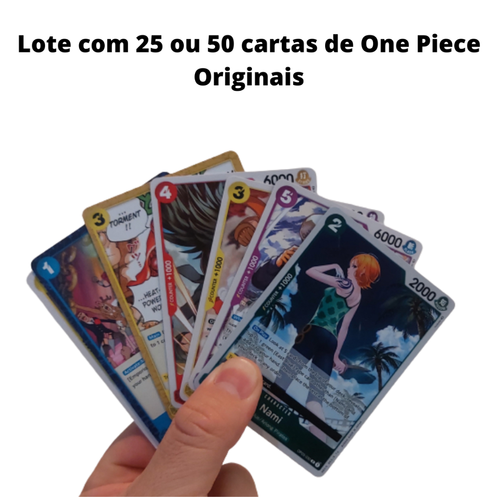 Lote cartas One Piece originais Bandai em inglês com 25 ou 50 cartas sem  repetições