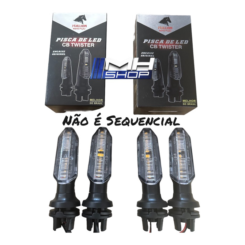 Kit C/ 4x Pisca Led Seta Honda Cb Twister 250 2019 Titan Fan 160 Com Coxim Cavalinho Stallion
