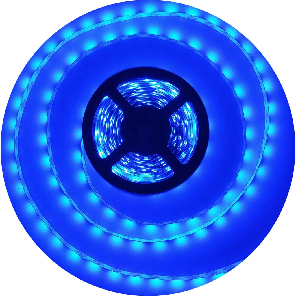 Fita Led AZUL 3528 IP65 COM Silicone 60Led/m 5mts Adesivo Dupla Face