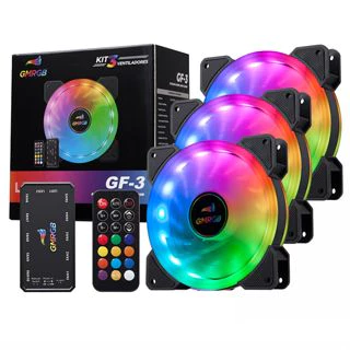 GMRGB120mm RGB ventilador ventilador 6pin Kit3 de caixa de computador PC gamer Resfriador de ventilador 12cm Ajuste de velocidade 12V 5V DC ARGB Ventiladores ventoinha support Aura Sync 38CFM GF-3 (Controladora + 3 Fans)