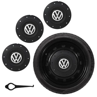 Kit Calota 4- Furos Centro De Roda Ferro Vw Aro 13 14 15 Amarok Gol G3 G4 G5 G6 Voyage G5 G6 Saveiro G3 G4 G5 G6 Santana Parati Novidade