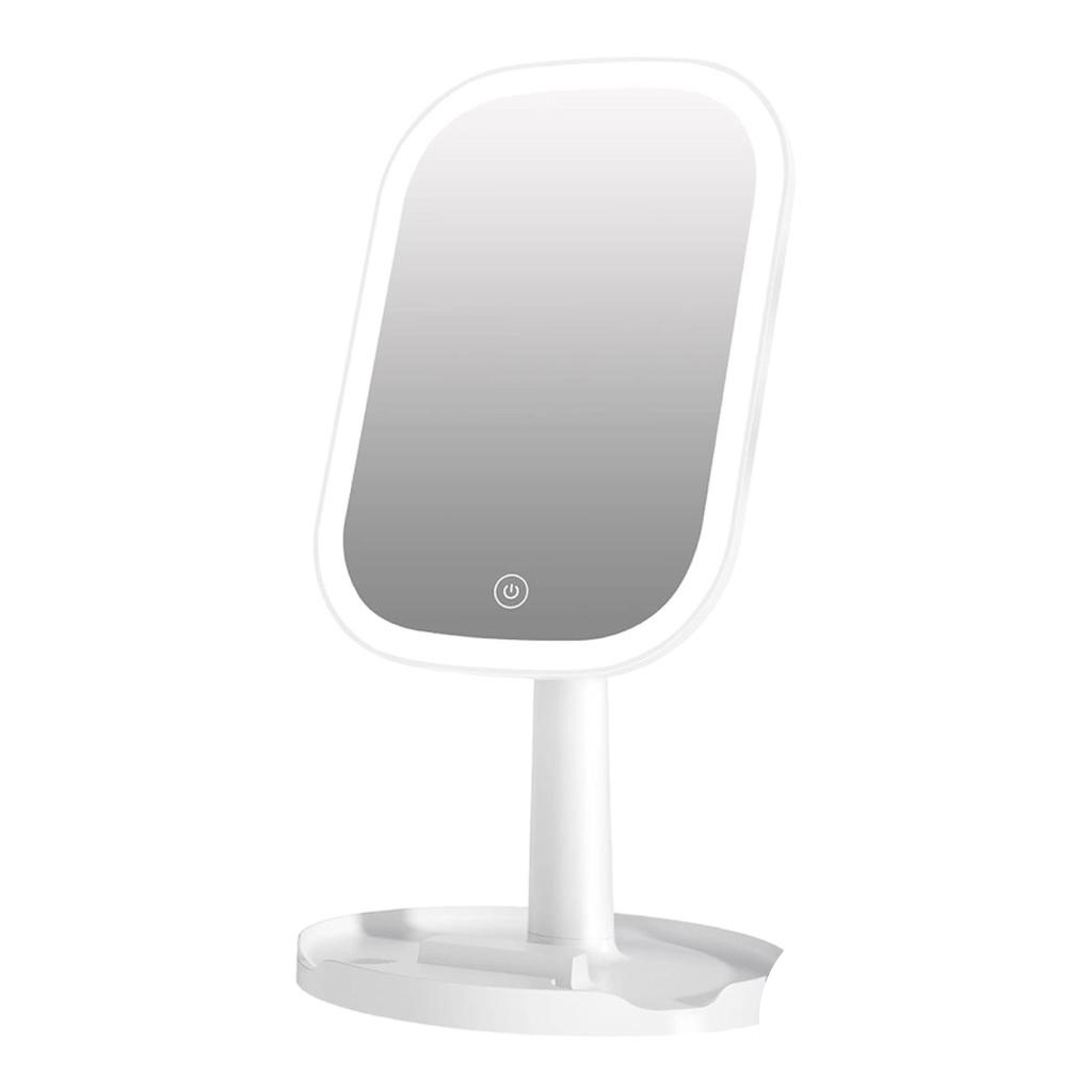 Espelho de mesa retangular para maquiagem com luz de LED RF