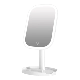Espelho de mesa retangular para maquiagem com luz de LED RF