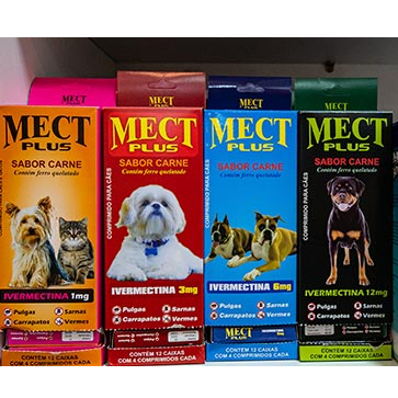 Mect Plus 1mg, 3mg, 6mg ou 12mg Pulgas Carrapatos Sarnas Vermes ...