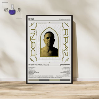 Quadro decorativo álbum Spotify Don L Roteiro Pra Aïnouz Vol 2 moldura e vidro