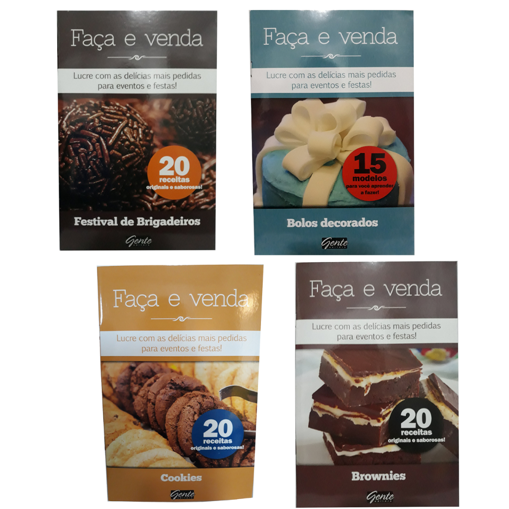 Coleção Faça E Venda Receitas De Bolos, Brigadeiros, Cookies e Brownies com 4 Livros