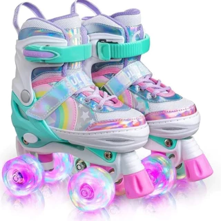 Patins Lançamento Arco íris com luz de Led e Rodas de Silicone