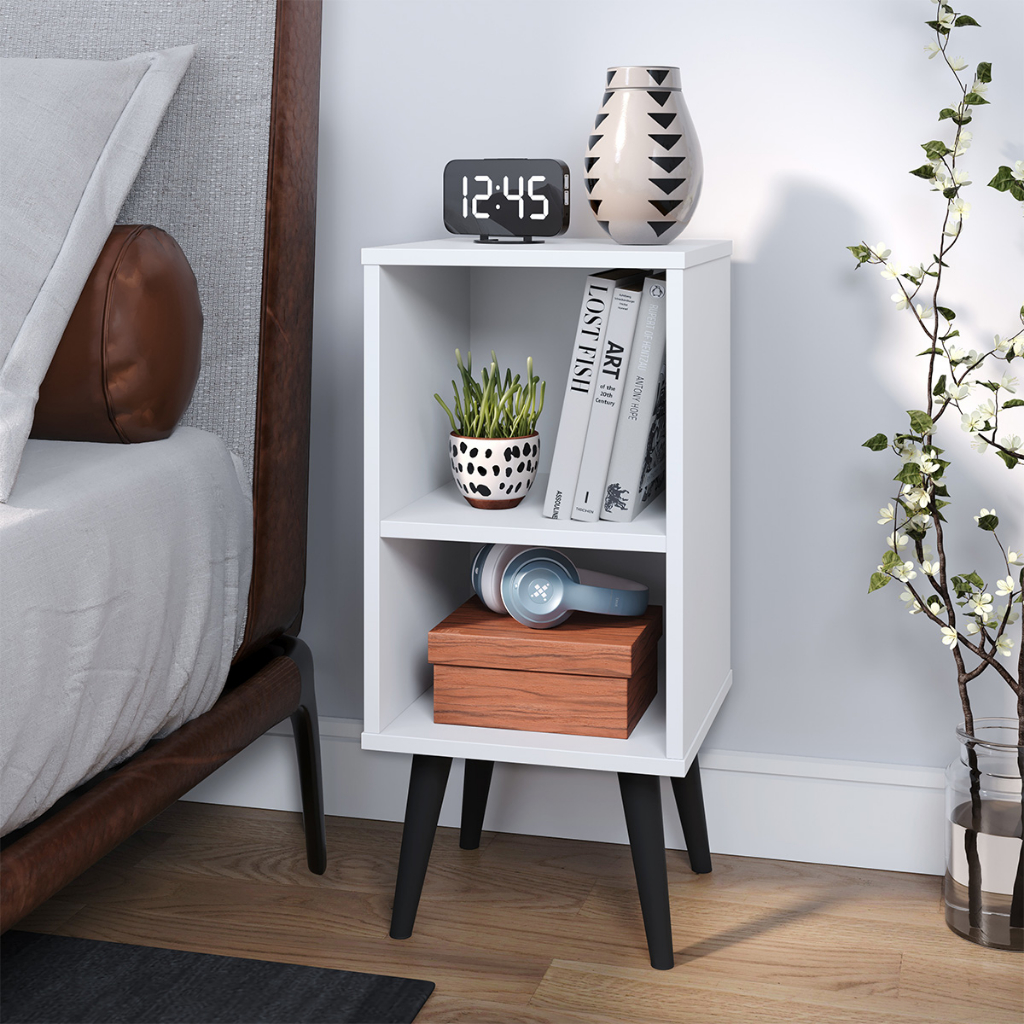 Mesa de Cabeceira Mudo Nicho Pés Palito Retrô Quarto Cama