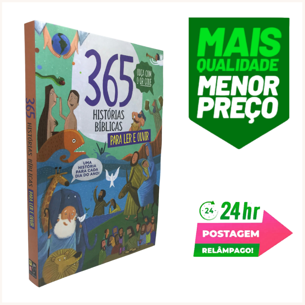 Livro Infantil 365 Histórias Bíblicas Para Ler E Ouvir Áudio Shopee