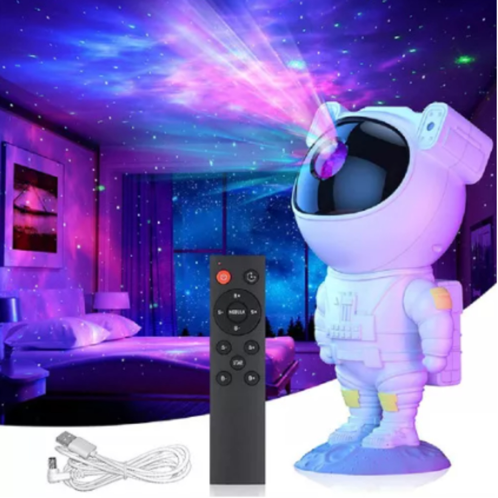 Astronauta Projetor de Luz Noturna Luminária Infantil Galáxia INOVA