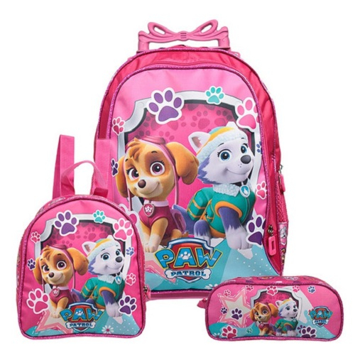 Kit Mochila Patrulha Canina Skye Rodinhas + Lancheira + Estojo 1 Ziper