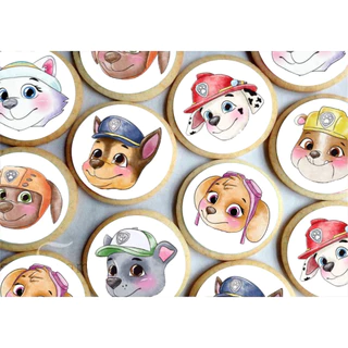 Papel arroz CORTADO para Pirulito de Isomalt ou Cupcake ou Bolacha ou Chocolate- Tema Patrulha Canina Aquarela
