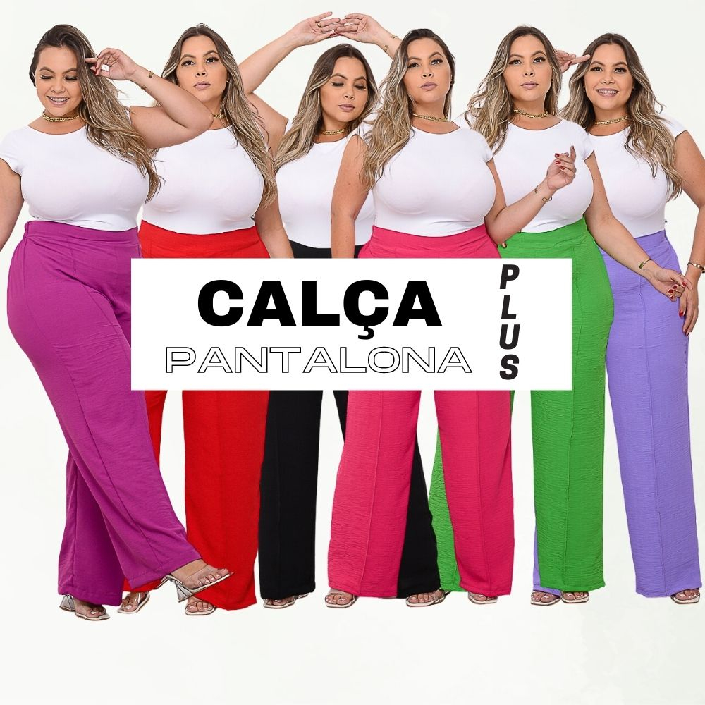 Calça Pantalona Feminina Cintura Alta Fenda Lateral Moda Blogueira -  Escorrega o Preço