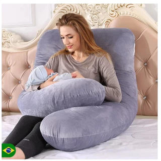 Almofada Travesseiro de Corpo Para Gestante Em Formato de U em Oferta na Shopee