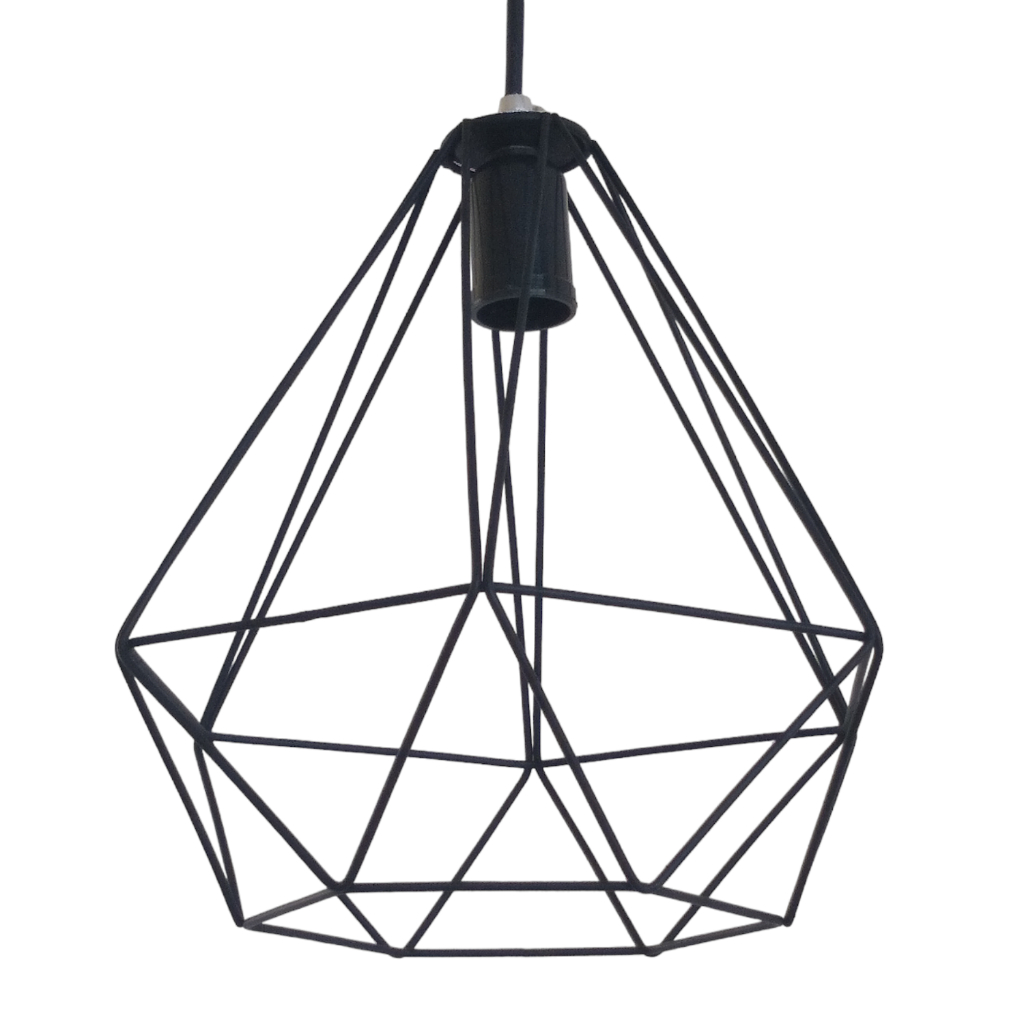 Luminária Pendente Aramado Diamante Teto Retrô Vintage Industrial para quarto sala cozinha balcão espaço gourmet e salão de festas