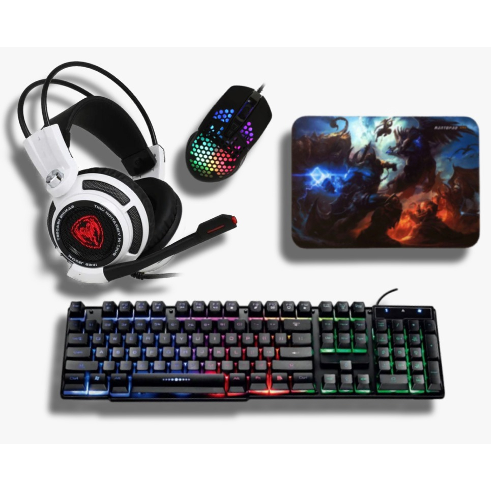 Kit Pro Gamer Teclado Mouse 12800 Dpi Fone Gamer Mouse Pad | Shopee Brasil