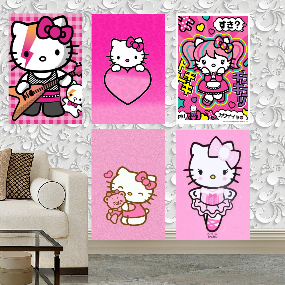 Quadro Decorativo Hello Kitty Desenho Infantil Feminino Retro Animação ...