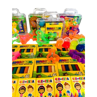15 Maleta+ 15 Cortador Forminha + 15 Massinha De Modelar + 15 Geleca Slime + 15 Giz Mini Lembracinha em Oferta na Shopee