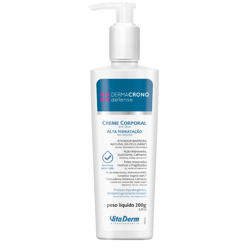 CREME CORPORAL ALTA HIDRATAÇÃO DERMACRONO 200GR VITA DERM | Shopee Brasil