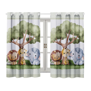 Painel Safari Cute Bichos Leão Elefantinho Baby Redondo Estampado em Tecido  Malha