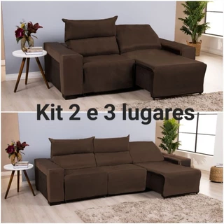 Kit Capa de Sofá Retrátil 2 e 3 Lugares Sala Luxo Família