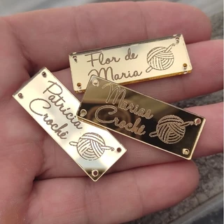 Etiqueta Personalizada Tag em Acrílico - Crochê Artesanato Papelaria (Informe o nome que deseja gravar)