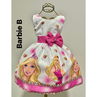 Vestido Barbie Filme xadrez branco e rosa com laço festa infantil  aniversário temático