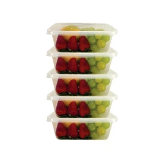 Kit Pote Retangular 5 Unidades 1500ml BPA Free Armazenamento De Alimentos Marmita Congelada