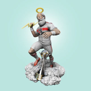 Mascote do São Paulo em Impressão 3D com taça da Copa do Brasil ou Mundial - Dois modelos