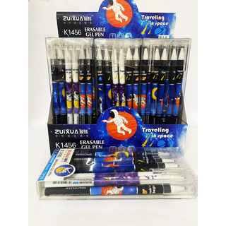 Kit de 6/12 peças Caneta com estampa astronauta e star de Apagável De Tinta Azul e 0,5 Mm