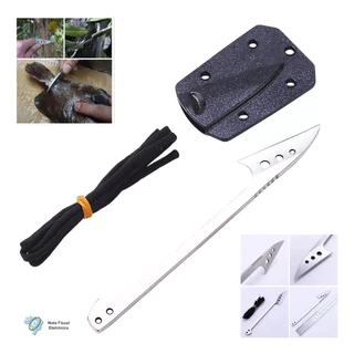 Faca Arpão Inox Multifuncional Pesca,caça Com Bainha - C/nfe