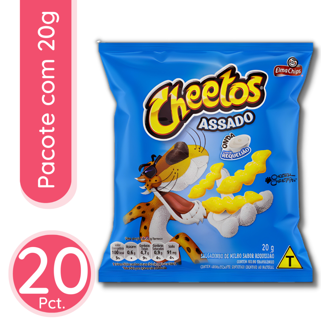 Biscoitos Salgadinhos Elma Chips cheetos requeijão Caixa c/ 50un