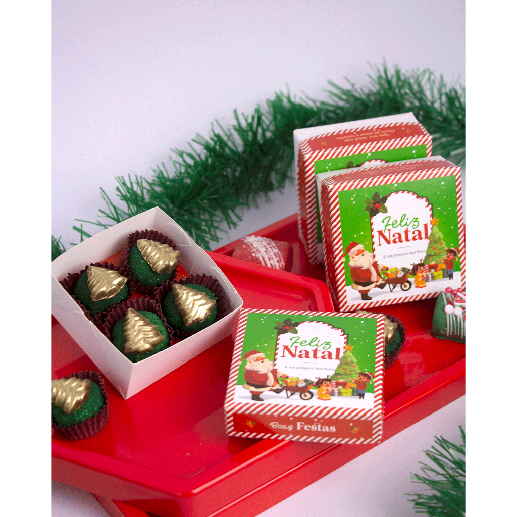 Caixa para 2 Doces Sem Visor Jingle Bell Natal Rizzo Embalagens