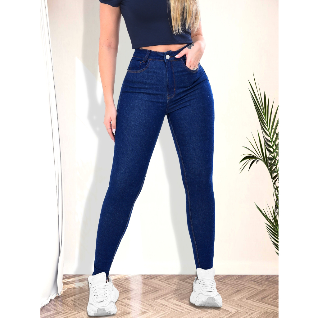 Calça Jeans Feminina Skinny Slim Muita Lycra Elastano Premium Com
