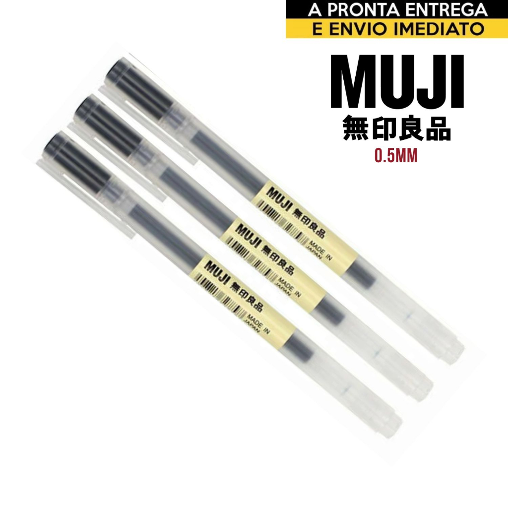 Caneta Muji 0.5mm Preta 3 Unidades Original Japão