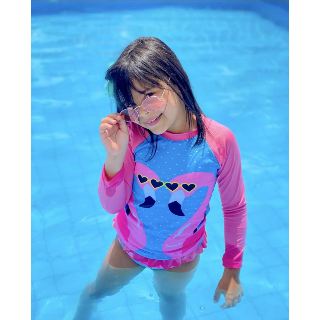 Biquini Infantil + Blusa de Proteção Uv Solar Moda Praia Menina ...