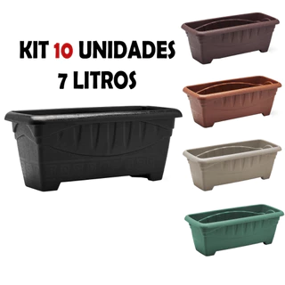 Kit 10 Jardineiras Retangular 7 Litros Floreira Vaso Para samambaia