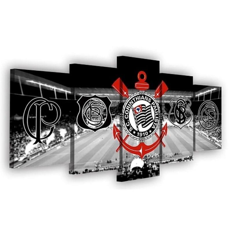 Quadro Decorativo Corinthians Futebol 5 Peças Sala/quarto Hd Full ...