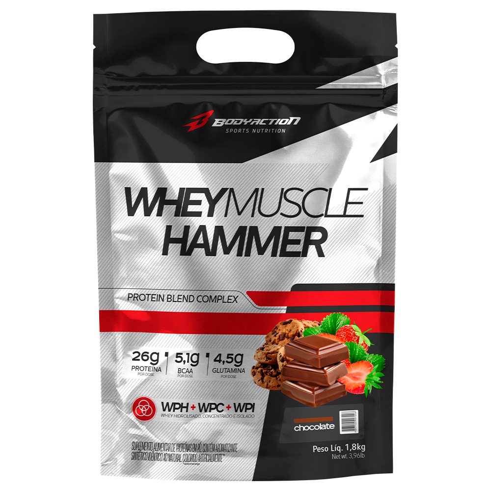 Whey Muscle Hammer Bodyaction – Em Refil de 900g ou 1,8kg – Blend de Proteínas WPC e WPI